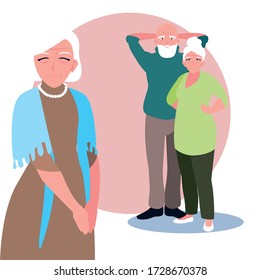 old people sharing at home vector illustration design