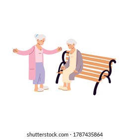 viejitos sentados en un diseño de ilustración de un vector de banco