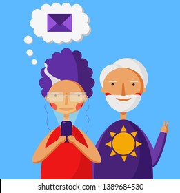 old people smartphone vector age