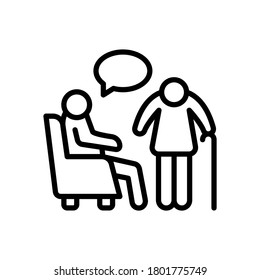 Old people talking icon. Simple line, outline vector elements of nursing home icons for ui and ux, website or mobile application