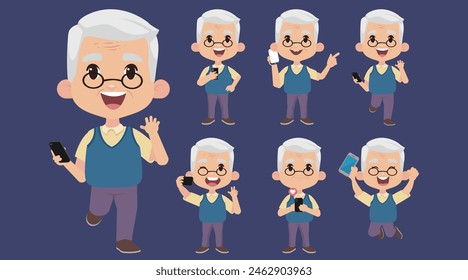 Old people using smart phones