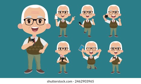 Old people using smart phones