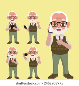 Old people using smart phones