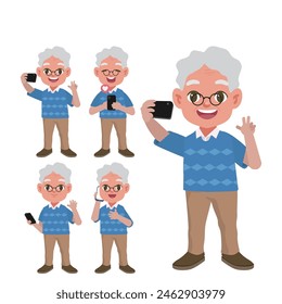 Old people using smart phones