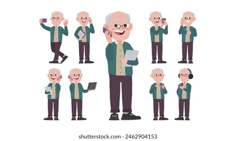 Old people using smart phones