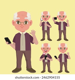 Old people using smart phones