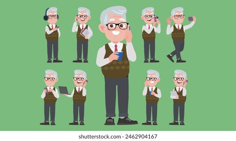 Old people using smart phones