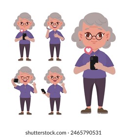 Old people using smart phones