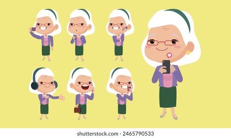 Old people using smart phones