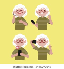 Old people using smart phones