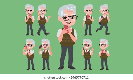 Old people using smart phones