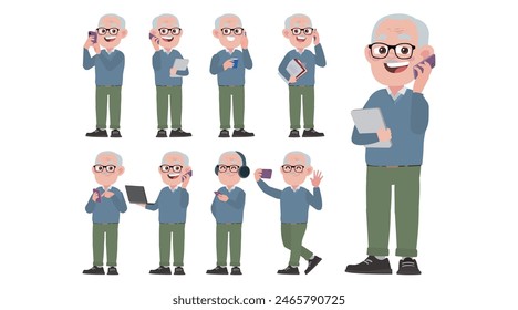 Old people using smart phones