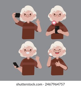 Old people using smart phones