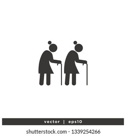 Old people walk icon symbol vector 