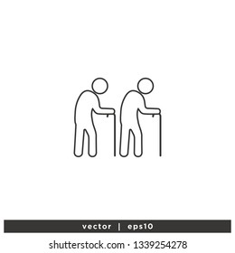 Old people walk icon symbol vector 