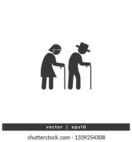 Old people walk icon symbol vector 