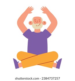 old person active doing yoga vector isolated