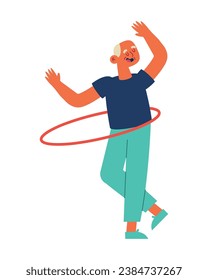 old person active with hupa hoop vector isolated