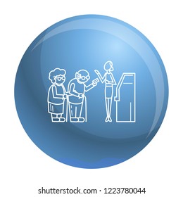 Old person at atm concept background. Outline old person at atm vector concept background for web design isolated on white background