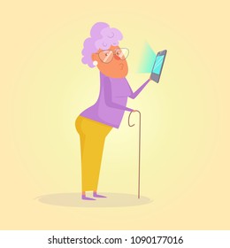 Old person Grandmother with mobile phone