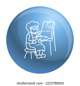 Old person painting concept background. Outline old person painting vector concept background for web design isolated on white background