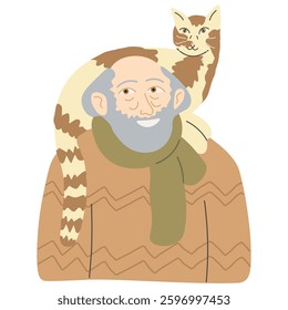 old person portrait in doodle style. Element for design advertisement avatar sticker posts poster print postcard banner