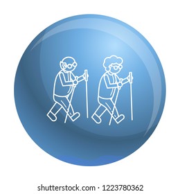 Old person at scandinav walk concept background. Outline old person at scandinav walk vector concept background for web design isolated on white background