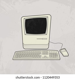Old Personal Computer Vector Illustration eps10, retro