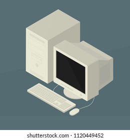 Old Personal Computer Vector Illustration eps10, retro