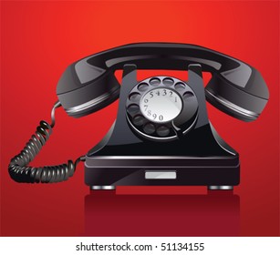 Old Phone.  All Elements And Textures Are Individual Objects. Vector Illustration Scale To Any Size.