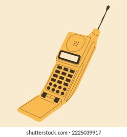 Old phone with antenna.Vector in cartoon style. All elements are isolated	