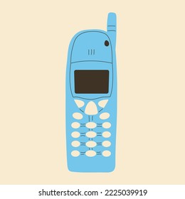 Old phone with antenna.Vector in cartoon style. All elements are isolated	