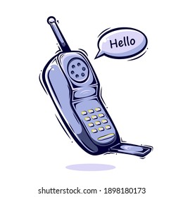 old phone cartoon illustration Premium Vector