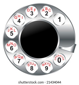 Old phone dial disk isolated over white