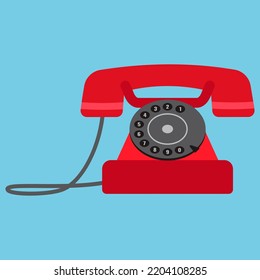 Old phone with dialing disk, illustration, vector, cartoon