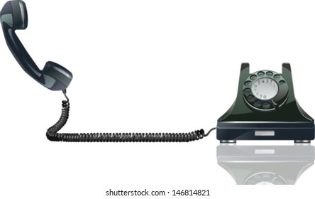 Old Phone. Eps 10 file with transparencies and drop shadow(banner).All elements are separate, easily editable in separate layers. Vector illustration scale to any size.