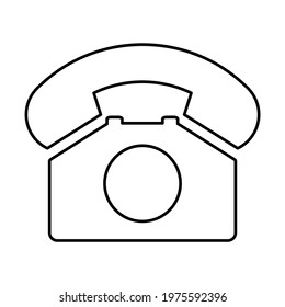 Old phone flat icon isolated on white background. Hotline symbol. Telephone vector illustration. Telephone contact .
