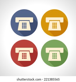 old phone  flat icons with long shadow
