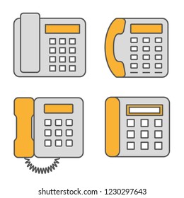 Old phone flat line icons. Editable Stroke. Change to any size and any colour.