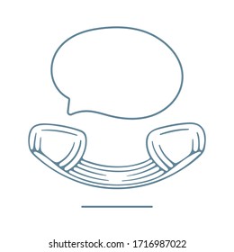 Old phone handset and speech bubble vector illustration. Message or phone talk concept. Communication metaphor. Part of set.