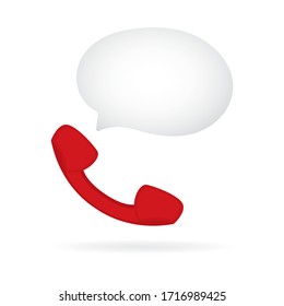 Old phone handset and speech bubble vector illustration. Message or phone talk concept. Communication metaphor. Part of set.