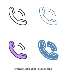 Old phone handset vector outline icon set. Office supply line symbols and pictograms. Vector thin contour infographic elements. Illustrations for web design, presentations, networks.