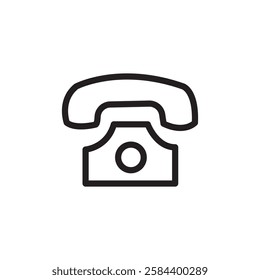old phone icon black and white vector outline sign