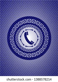 old phone icon with denim texture