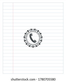 old phone icon draw (pencil strokes). Vector Illustration. Detailed. 