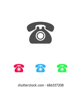 Old phone icon flat. Color pictogram on white background. Vector illustration symbol and bonus icons