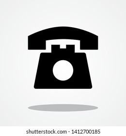 Old Phone Icon with Gray Shadow