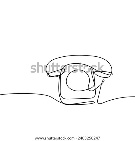 Old phone icon hand drawn with single one continuous line. Isolated vector illustration in sketch style.