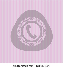 old phone icon inside badge with pink background