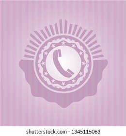 old phone icon inside badge with pink background